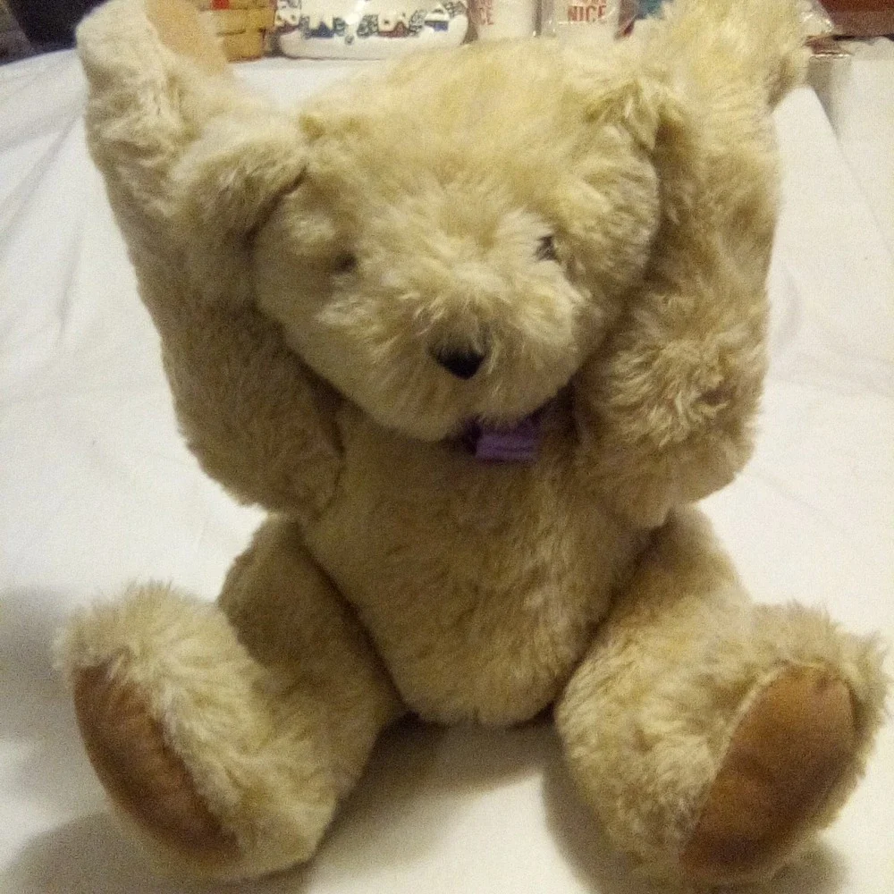 Vermont Teddy Bear Co.Classic Jointed Teddy‎ Bear Plush Purple Ribbon Handmade